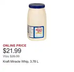 Costco Kraft Miracle Whip, 3.78 L offer