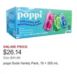 Costco poppi Soda Variety Pack, 15 × 355 mL offer