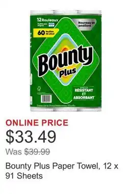 Costco Bounty Plus Paper Towel, 12 x 91 Sheets offer