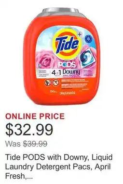 Costco Tide PODS with Downy, Liquid Laundry Detergent Pacs, April Fresh, 104-count offer