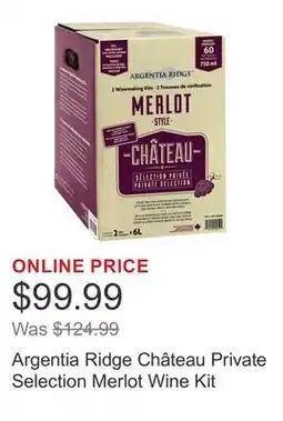 Costco Argentia Ridge Château Private Selection Merlot Wine Kit offer