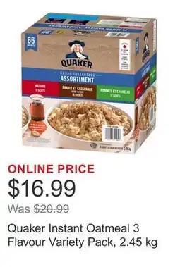 Costco Quaker Instant Oatmeal 3 Flavour Variety Pack, 2.45 kg offer
