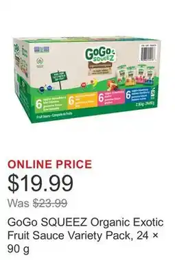 Costco GoGo SQUEEZ Organic Exotic Fruit Sauce Variety Pack, 24 × 90 g offer