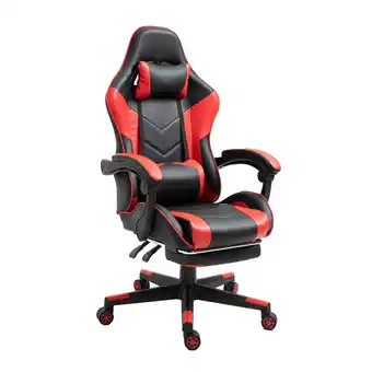 Best Buy Omnia Ergonomic PU Leather Racing Gaming Chair with Reclining Backrest Armrests & Footrest - Red offer