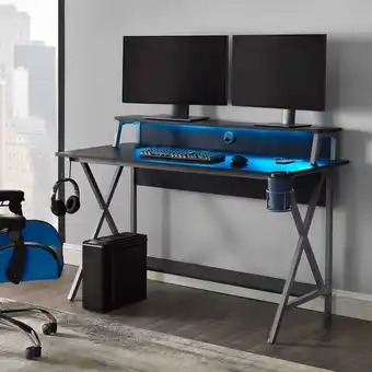 Best Buy LHD 54" Turbo XL Gaming Desk w/ USB Ports, Wireless Charging, LED Lighting & Added Storage - Grey offer