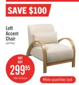 The Brick Loft 27.55 Boucle Fabric Accent Chair with Accent Pillow and Wood Armrests and Legs - White offer