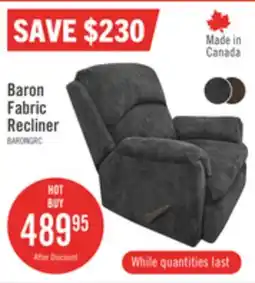 The Brick Made in Canada Baron 32 Chenille Fabric Glider Reclining Chair - Grey offer