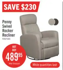 The Brick Penny 29.1 Linen-Look Fabric Swivel Rocker Reclining Chair - Taupe offer