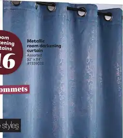 Giant Tiger Metallic room darkening curtain offer