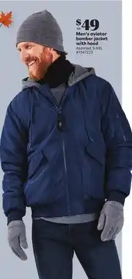 Giant Tiger Men's aviator bomber jacket with hood offer