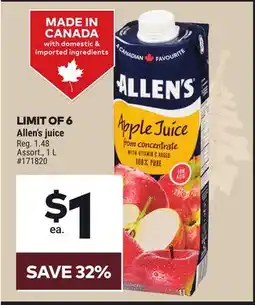 Giant Tiger Allen's juice offer