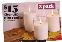Giant Tiger Clear LED pillar candles offer