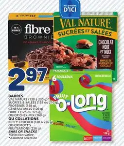 Marché Bonichoix VAL NATURE, FIRE MILLS BETTY OR CROCKER (128, 226 g) OR MOTT'S FRUITSATIONS (226 g) BARS OR SNACKS offer