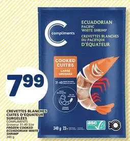 Marché Bonichoix COMPLIMENTS FROZEN COOKED ECUADORIAN WHITE SHRIMP offer