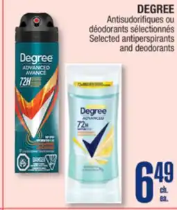 Jean Coutu DEGREE Selected antiperspirants and deodorants offer