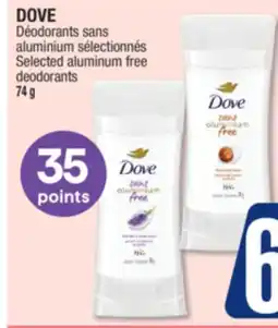Jean Coutu DOVE Selected aluminum free deodorants offer
