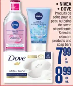 Jean Coutu NIVEA or DOVE Selected skincare products and soap bars offer
