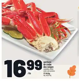 Metro SECTIONS DE CRABE DES NEIGES | SNOW CRAB SECTIONS offer