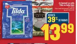 Marché Adonis RIZ BASMATI OU SELLA TILDA OU INDIA GATE | TILDA OR INDIA GATE BASMATI OR SELLA RICE offer