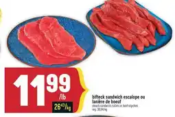 Marché Adonis Bifteck sandwich escalope ou lanière de boeuf | Steack sandwich cutlets or beef stipches offer