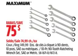 Canadian Tire MAXIMUM 10-Pc 90-Tooth Ratcheting Wrench Set offer