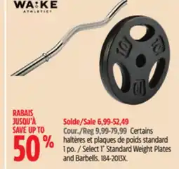 Canadian Tire WA:KE Select 1 Standard Weight Plates and Barbells offer