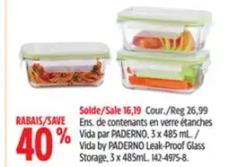 Canadian Tire Vida by PADERNO Leak-Proof Glass Storage offer
