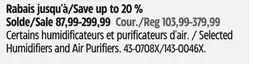 Canadian Tire Crane Selected Humidifiers and Air Purifiers offer