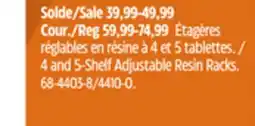 Canadian Tire Mastercraft 4 and 5-Shelf Adjustable Resin Racks offer