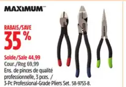 Canadian Tire Maximum 3-Pc Professional-Grade Pliers Set offer