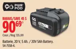 Canadian Tire 20V 5Ah Battery offer