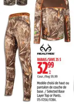 Canadian Tire Selected Base Layer Top or Pants offer