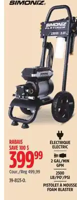 Canadian Tire SIMONIZ Platinum 2300 PSI 2.0 GPM Brushless Electric Pressure Washer w/ Foam Blaster Attachment offer