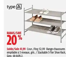 Canadian Tire Type-a Stackable 3-Tier Shoe Rack offer