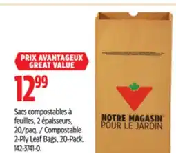 Canadian Tire Compostable 2-Ply Leaf Bags, 20-Pack offer