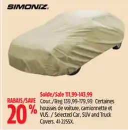 Canadian Tire Simoniz Selected Car, SUV and Truck Covers offer