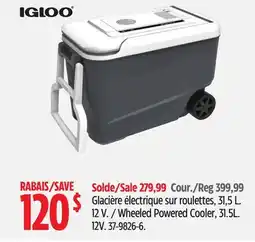 Canadian Tire Igloo Wheeled Powered Cooler, 31.5L. 12V offer