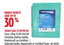 Canadian Tire Selected Gorilla, Mastercraft or Certified Tarps offer