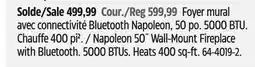 Canadian Tire Napoleon 50˝ Wall-Mount Fireplace with Bluetooth offer