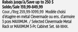 Canadian Tire Selected Clevermade Metal Rack or MAXIMUM 3-Pc Cabinet Set offer