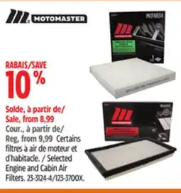 Canadian Tire MotoMaster Selected Engine and Cabin Air Filters offer