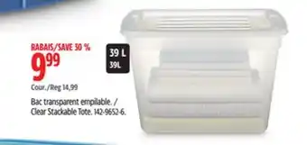 Canadian Tire Clear Stackable Tote offer