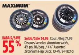 Canadian Tire Maximum 4 1⁄2˝ Assorted Zirconium Flap Discs, 10-Pk offer