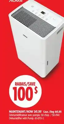 Canadian Tire Noma 50-Pint Dehumidifier with Pump offer