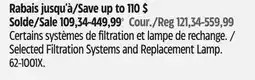 Canadian Tire Selected Filtration Systems and Replacement Lamp offer