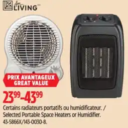 Canadian Tire For Living Selected Portable Space Heaters or Humidifier offer