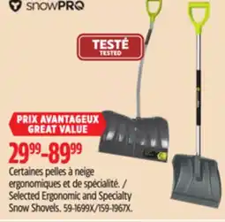 Canadian Tire Yardworks Selected Ergonomic and Specialty Snow Shovels offer