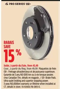 Canadian Tire OE+ Brake Pads offer