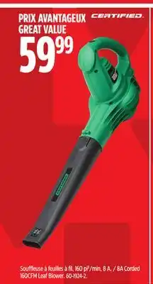 Canadian Tire CERTIFIED 8A Corded 160CFM Leaf Blower offer