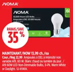 Canadian Tire Noma A19 60W LED Non-Dimmable Bulbs offer